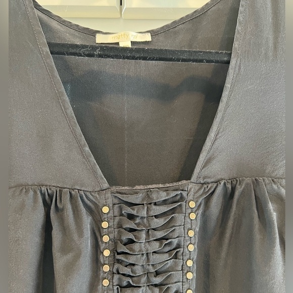 Matty M 100% Silk Lined Dress Studded Rivets Ruching. Size Medium. Black. - Picture 12 of 15